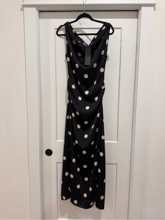Lioness Dresses & Skirts - Lioness Black Satin Polka Dot Slip Dress with Ivory Dots